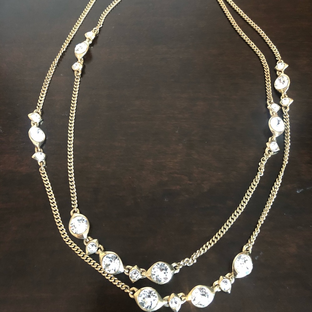 Givenchy clear stone and gold station necklace